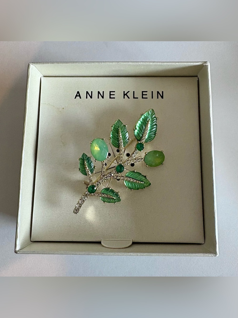 Anne Klein Gold-Tone Leaf Brooch in Box